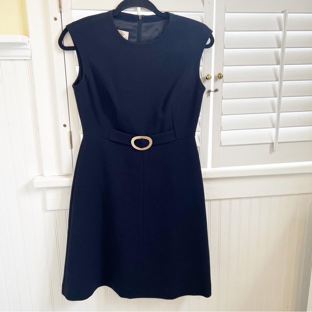 Talbots Petites NWT Deep Navy Blue Sleeveless Buckle Detail Sheath Dress 4P
